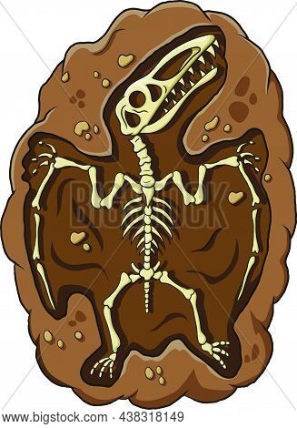 Vector Illustration Of Cartoon Pterodactyl Dinosaur Fossil