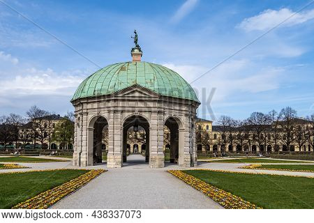 Hofgarten Park With Dianatempel In Munich. The Diana Pavilion And The Grounds Of The Hofgarten, Adja