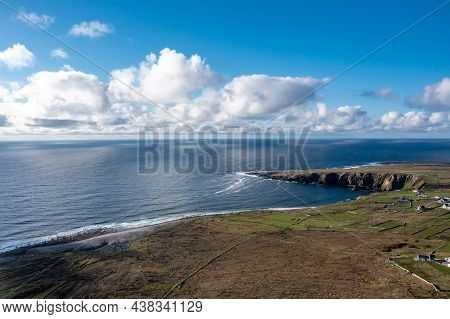 Aerial View Of The Beautiful Coastline Of Gweedore : Bloody Foreland And Brinlack - County Donegal, 