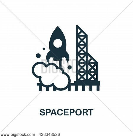 Spaceport Icon. Monochrome Sign From Space Collection. Creative Spaceport Icon Illustration For Web 