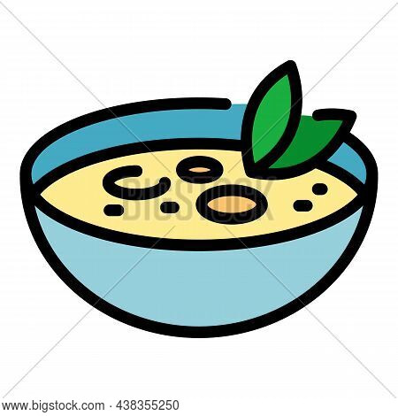 Greek Soup Bowl Icon. Outline Greek Soup Bowl Vector Icon Color Flat Isolated