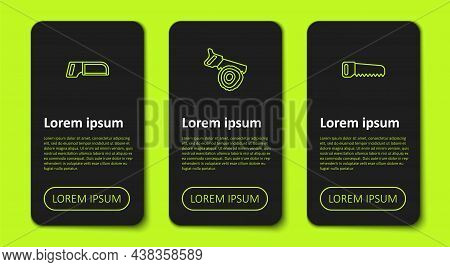 Set Line Hacksaw, Hand And Log And . Business Infographic Template. Vector
