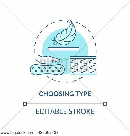 Choosing Type Blue Concept Icon. Mattress Material Abstract Idea Thin Line Illustration. Comfortable