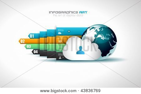 Modello di progettazione infografica con etichette di carta. Idea per visualizzare informazioni, classifica e statistiche wit