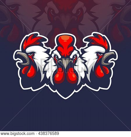 Chicken Rooster Mascot Logo Design Vector With Modern Illustration Concept Style For Badge, Emblem A