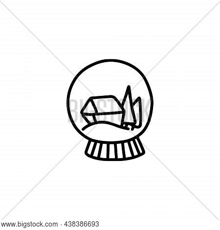 Glass Snow Ball Icon. Outline, Blackand White Illustration.