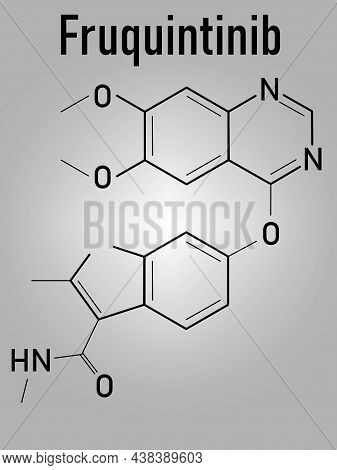 Skeletal Formula Of Fruquintinib Cancer Drug Molecule.