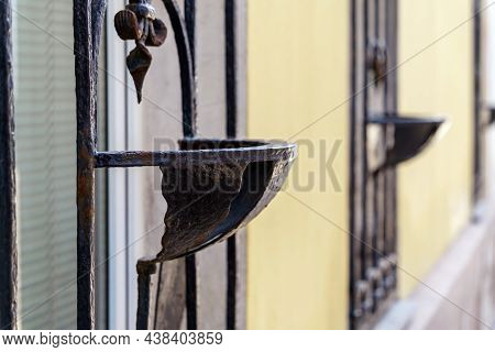 Stand For Flower Pot In The Window Grille. Metal Products.