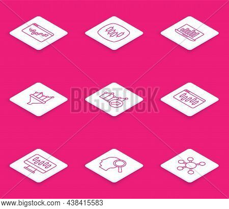 Set Line Graph Chart Infographic, Browser With Stocks Market, Laptop, Sales Funnel, Financial Growth