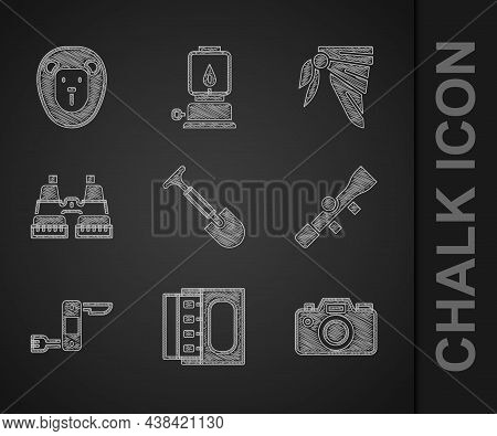 Set Shovel, Matchbox And Matches, Photo Camera, Sniper Optical Sight, Swiss Army Knife, Binoculars, 