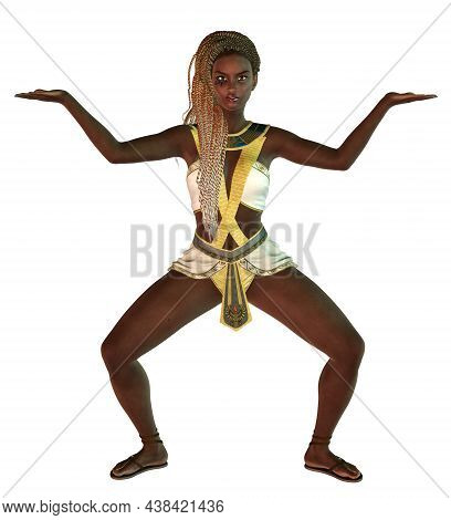 3D Black Woman Dance In Egyptian Outfit