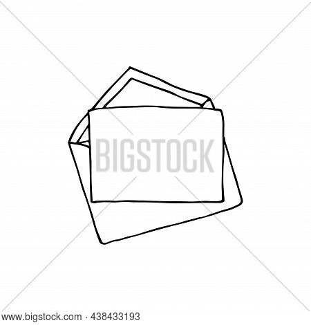 Mail Icon, Open Envelope, Email Symbol. Sketch Letter. Hand Drawn Doodle Cartoon Style. Vector Drawi