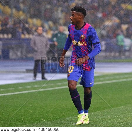 Kyiv, Ukraine - November 2, 2021: Ansu Fati Of Barcelona In Action During The Uefa Champions League 
