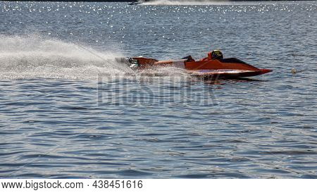 Sport. Motor Boat Races. Speed, Water Sports. Competition On The Water On A Sunny Day