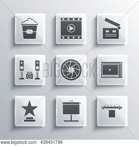 Set Projection Screen, Limousine Car And Carpet, Online Play Video, Camera Shutter, Movie Trophy, Ho
