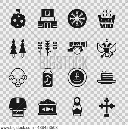 Set Christian Cross, Medovik, National Emblem Of Russia, Snowflake, Wheat, Christmas Tree, Moon With