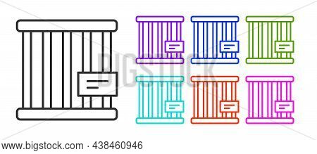 Black Line Animal Cage Icon Isolated On White Background. Set Icons Colorful. Vector
