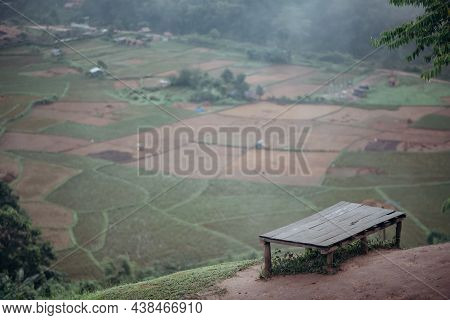 Beautiful Landscape Scenic Of Rice Field With The Fog In The Morning In The Countryside At Sapun In 