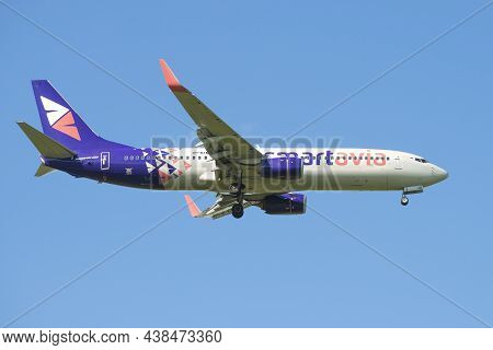 Saint Petersburg, Russia - May 29, 2021:  Boeing 737-800 (vp-bav) Of Smartavia Airlines Comes In For