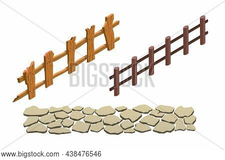 Vector Wooden Fence Isolated On White Background