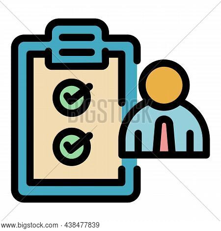 Outsource To Do List Icon. Outline Outsource To Do List Vector Icon Color Flat Isolated