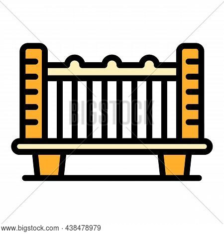 Baby Crib Icon. Outline Baby Crib Vector Icon Color Flat Isolated