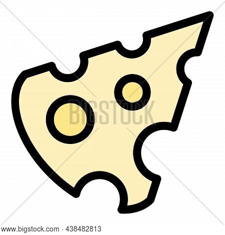 Gouda Cheese Icon. Outline Gouda Cheese Vector Icon Color Flat Isolated