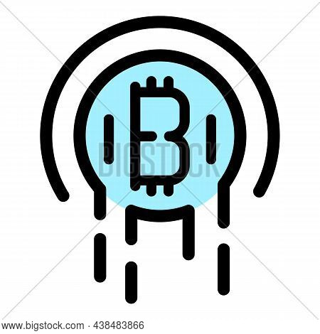 Melting Bitcoin Icon. Outline Melting Bitcoin Vector Icon Color Flat Isolated
