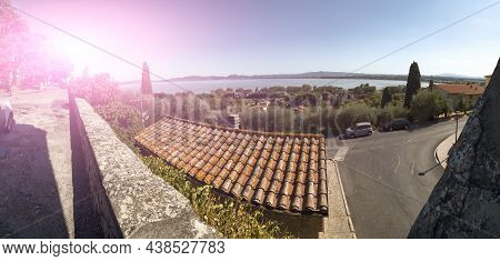 Castiglione Del Lago Trasimeno, Umbria, Italy. August 2020. Amazing Large Format Panoramic Photo Of 