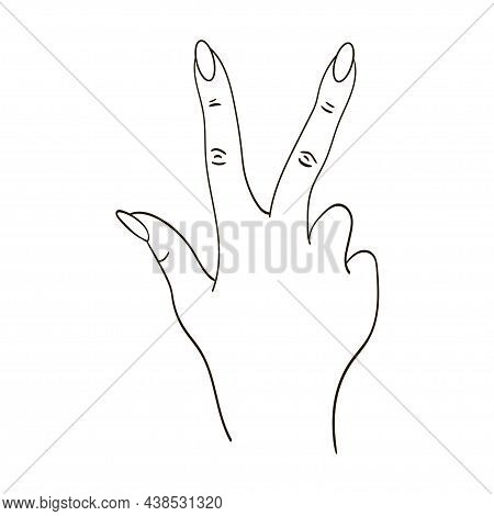 Victory Gesture Line Icon, Hand Gestures Concept, Peace Sign On White Background. Gesture Hand Icon 