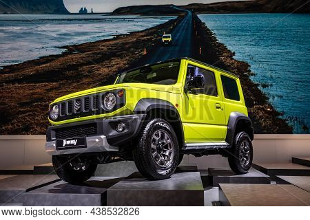 Suzuki Jimny Four-wheel Drive Off-road Mini Suv Car Showcased At The Paris Motor Show. Paris, France