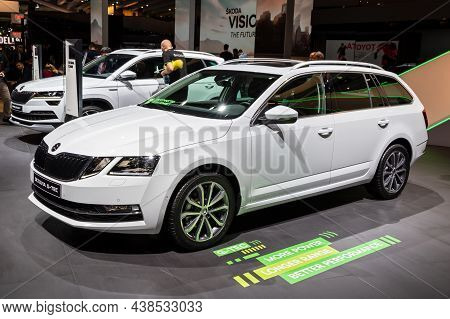 Skoda Octavia G-tec Car Showcased At The Paris Motor Show. Paris, France - October 2, 2018.