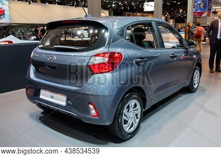 Hyundai I10 Car Model Shown At The Autosalon 2020 Motor Show. Brussels, Belgium - January 9, 2020.