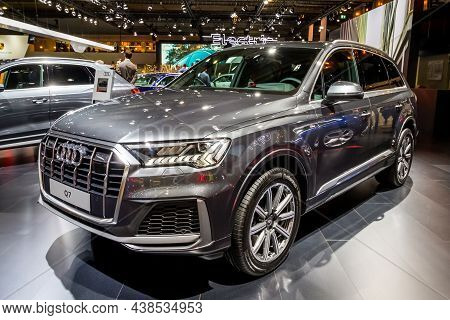 Audi Q7 Car Showcased At The Autosalon 2020 Motor Show. Brussels, Belgium - January 9, 2020.