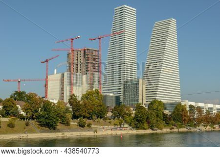 View At The Roche Industry Towers At Basel On Switzerland