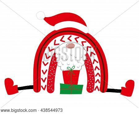 Santa Rainbow - Cute Rainbow Decoration. Little Rainbow In Scandinavian Nordic Style, Posters For Nu