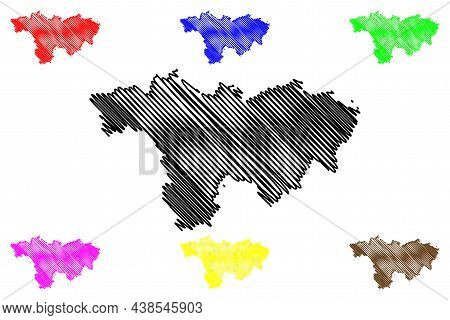 Aligarh District (uttar Pradesh State, Republic Of India) Map Vector Illustration, Scribble Sketch A