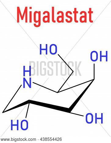 Migalastat Fabry Disease Drug Molecule. Skeletal Formula.