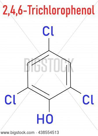 Trichlorophenol Or Tcp, 2, 4, 6-trichlorophenol Molecule. Skeletal Formula.