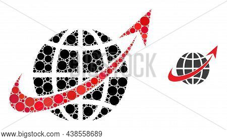 Space Orbit Vector Collage Of Circle Dots In Different Sizes And Color Hues. Circle Dots Are Combine
