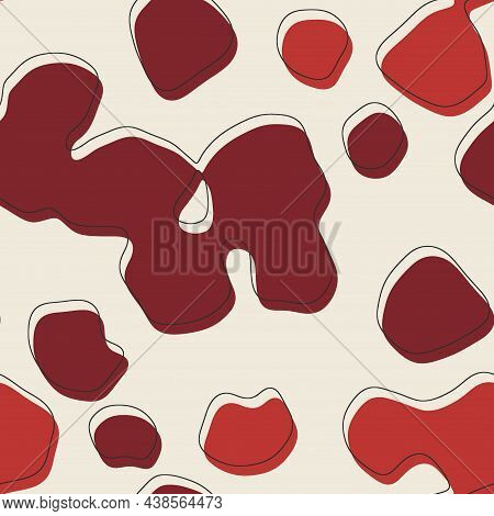 Seamless Abstract Organic Blog Shapes In Various Colors With Offset Outline Surface Pattern Design F