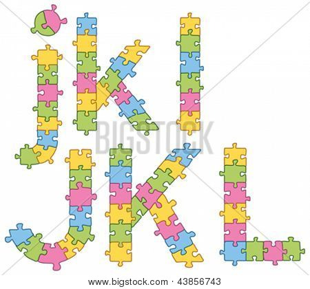 Jeu de lettres de jigsaw puzzle de vectorielles. Tous les casse-tête jigsaw a contour modifiable, afin que vous puissiez facilement chang