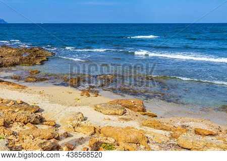 Beautiful Coast And Beach Landscape Panorama Can Picafort Mallorca Spain.