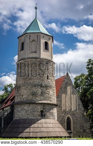 Strzelin, Poland - August 11, 2021: Saint Godehard's Rotunda, A Romanesque Stone Church From The 11t