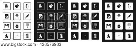 Set Meat Tongs, Barbecue Grill, Coal Bag, Oven Glove, Grilled Shish Kebab, Pork Bbq Ribs, Steel Grid