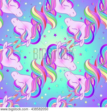 Colorful Unicorn Design. Seamless Pattern. Vector Illustration. Stickers, Pins, Patches. Halloween P