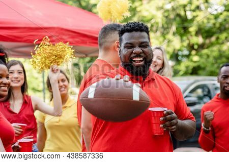 American football supporter at a tailgate event