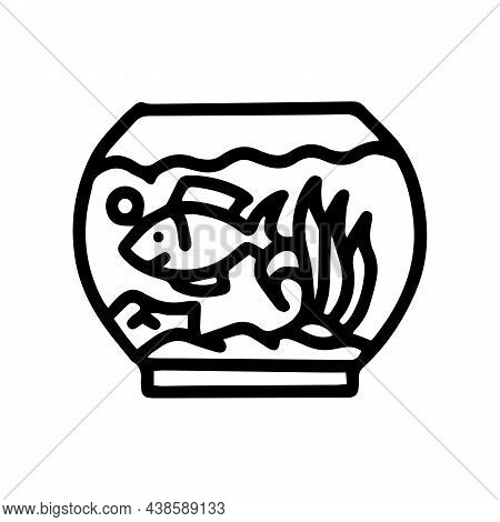 Aquarium Pet Fish Line Vector Doodle Simple Icon