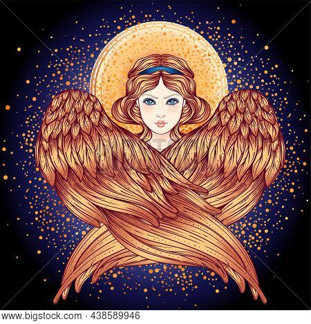 Sirin, Alkonost, Gamayun Mythological Creature Of Russian Legends. Angel Girl With Wings. Isolated H