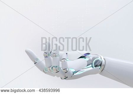 Robot hand showing background, 3D AI technology side view